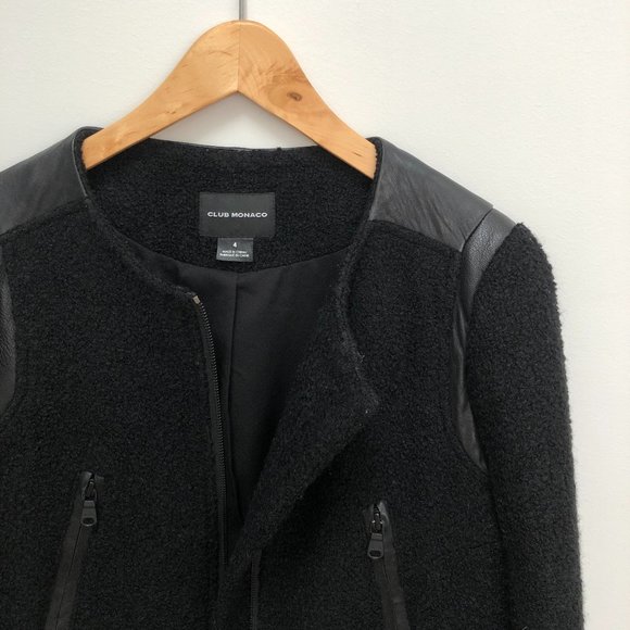 Club Monaco bouclé and leather jacket. Size 4 - Picture 8 of 8